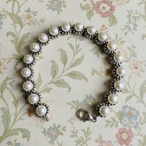 “ Honora “ Sterling Silver 925 Button Pearl Bracelet